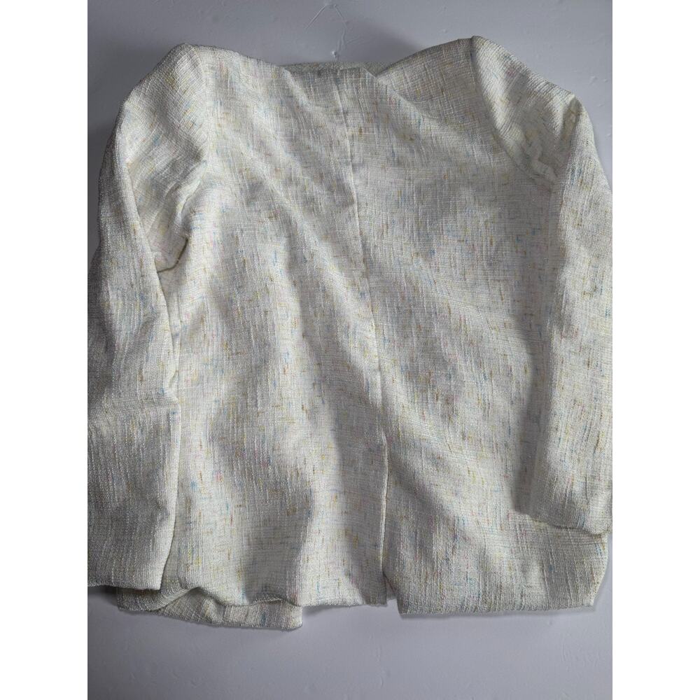 TCEC Blazer Womens Medium Ivory Tweed Pastel Speckled Open Front Jacket Career - Picture 8 of 8